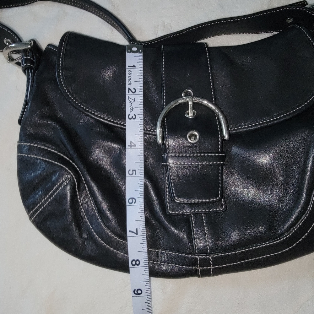 Coach Vintage Soho Black Leather Flap Buckle Medium Bag 06 Y2K 9248 Hobo Purse - Picture 13 of 16